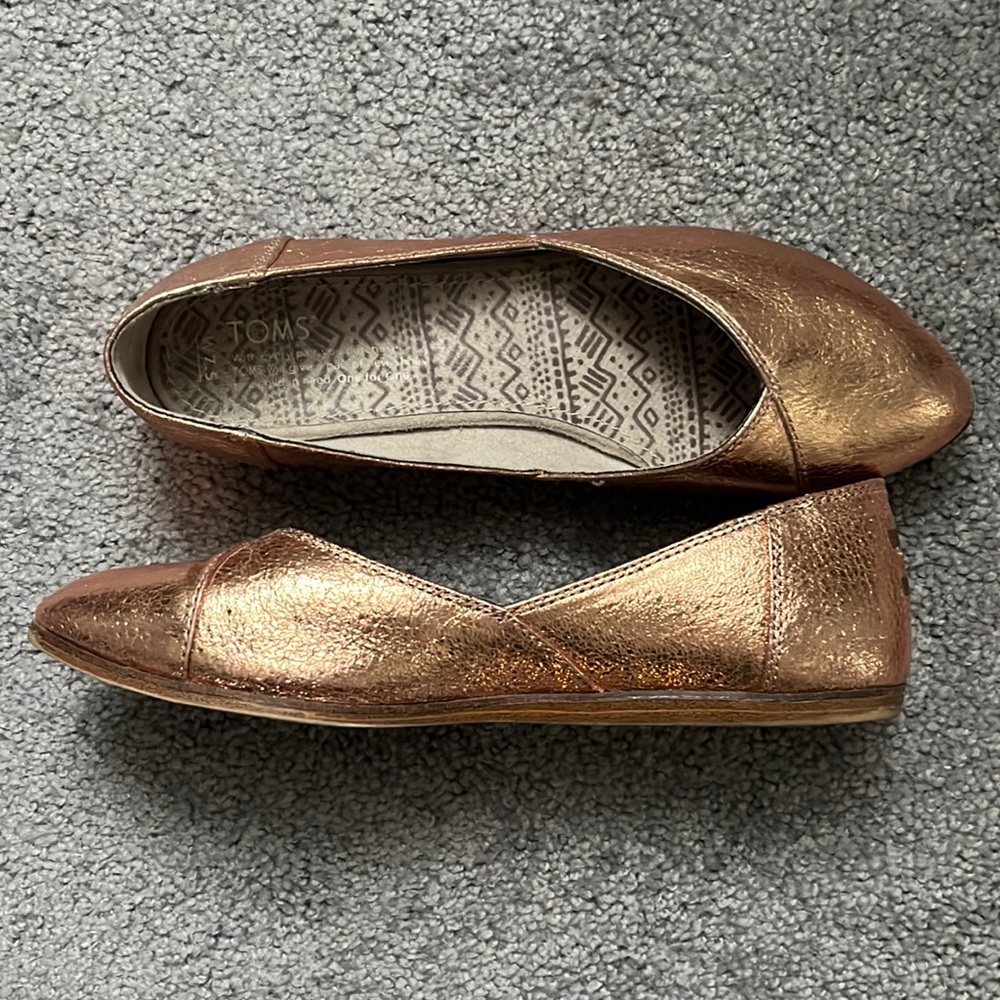 Rose gold Toms flats